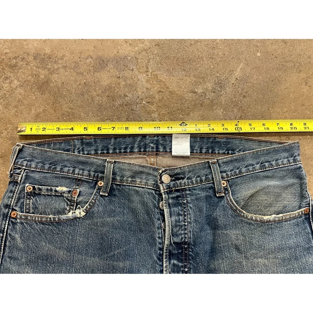 Levi's 501 Straight Jeans Men 40x32 Blue Denim Logo Cotton High Rise Regular Fit